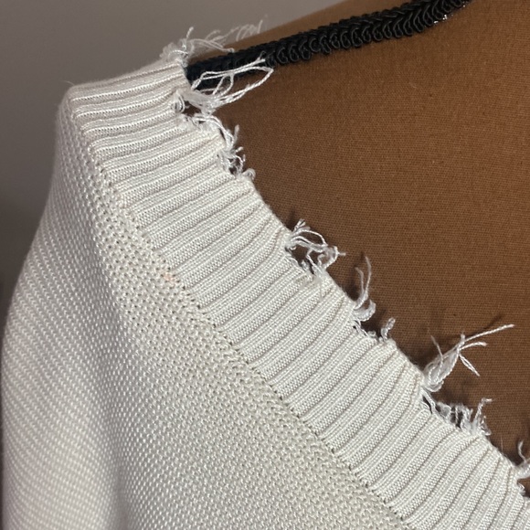 Forever 21 Plus ivory Frayed Sharkbite Sweater Dress size 0X (or regular sz 12) - Picture 7 of 12